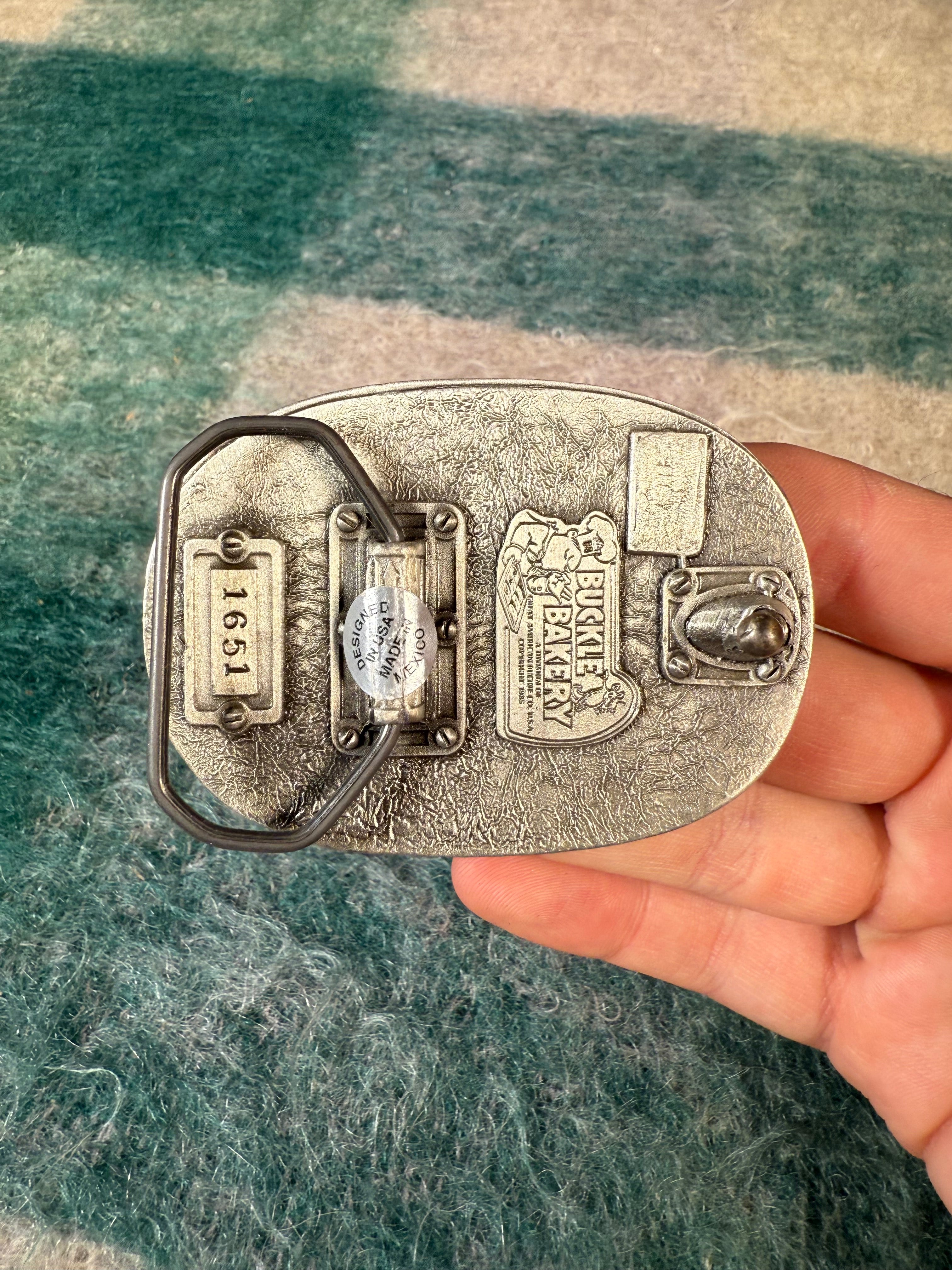 Vintage Black and White Pig Belt Buckle