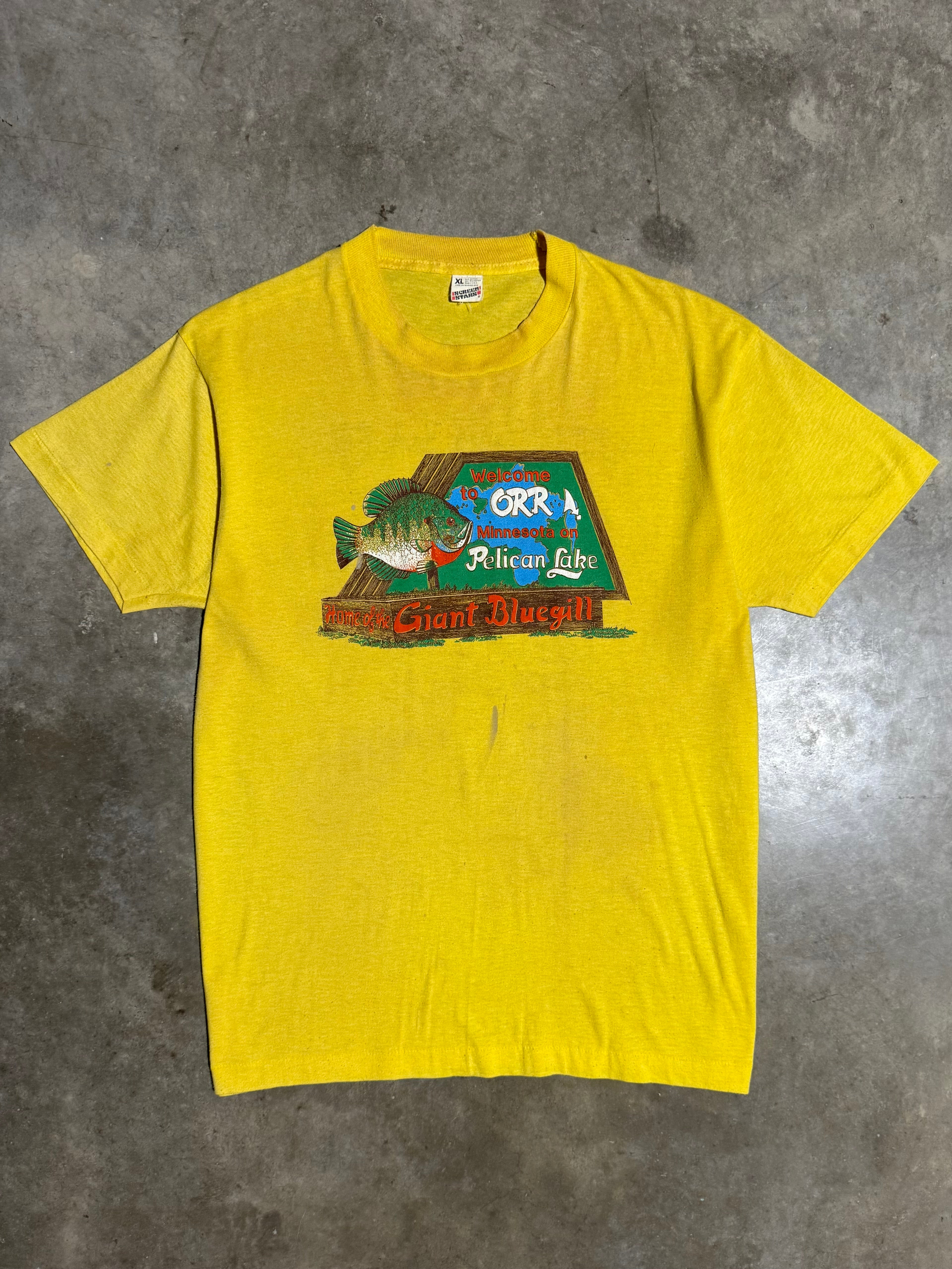 Vintage 1989 Giant Blue Gill Pelican Lake Double Sided Tee (L)