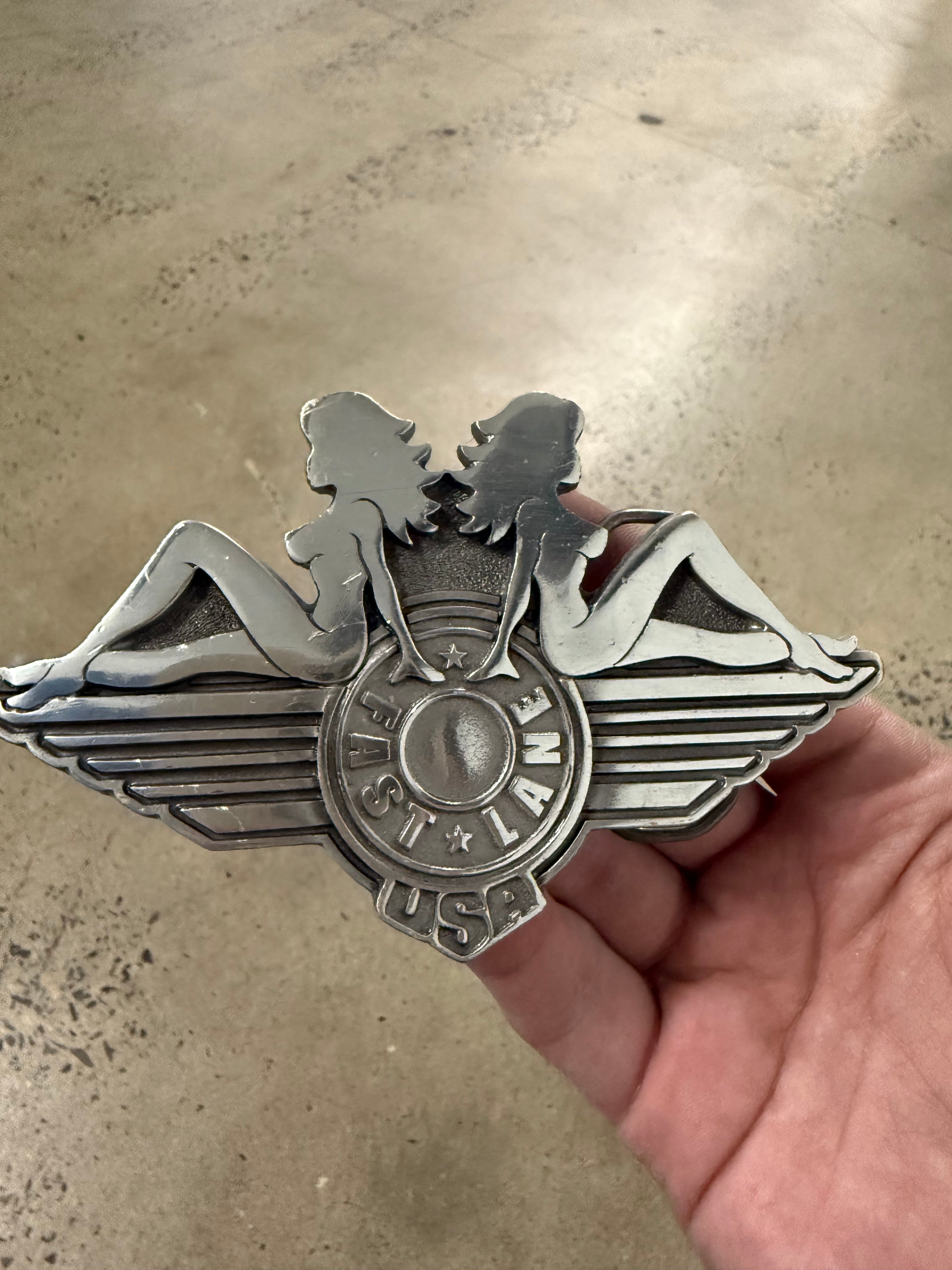 Y2K Fast Lane USA Belt Buckle