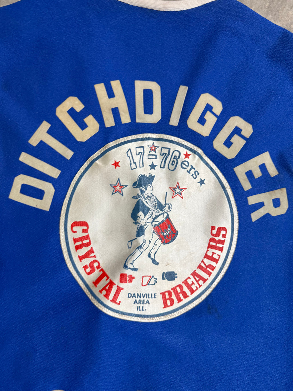 Vintage 70s 1776ers Ditchdigger Red White & Blue Patch Vest (M)