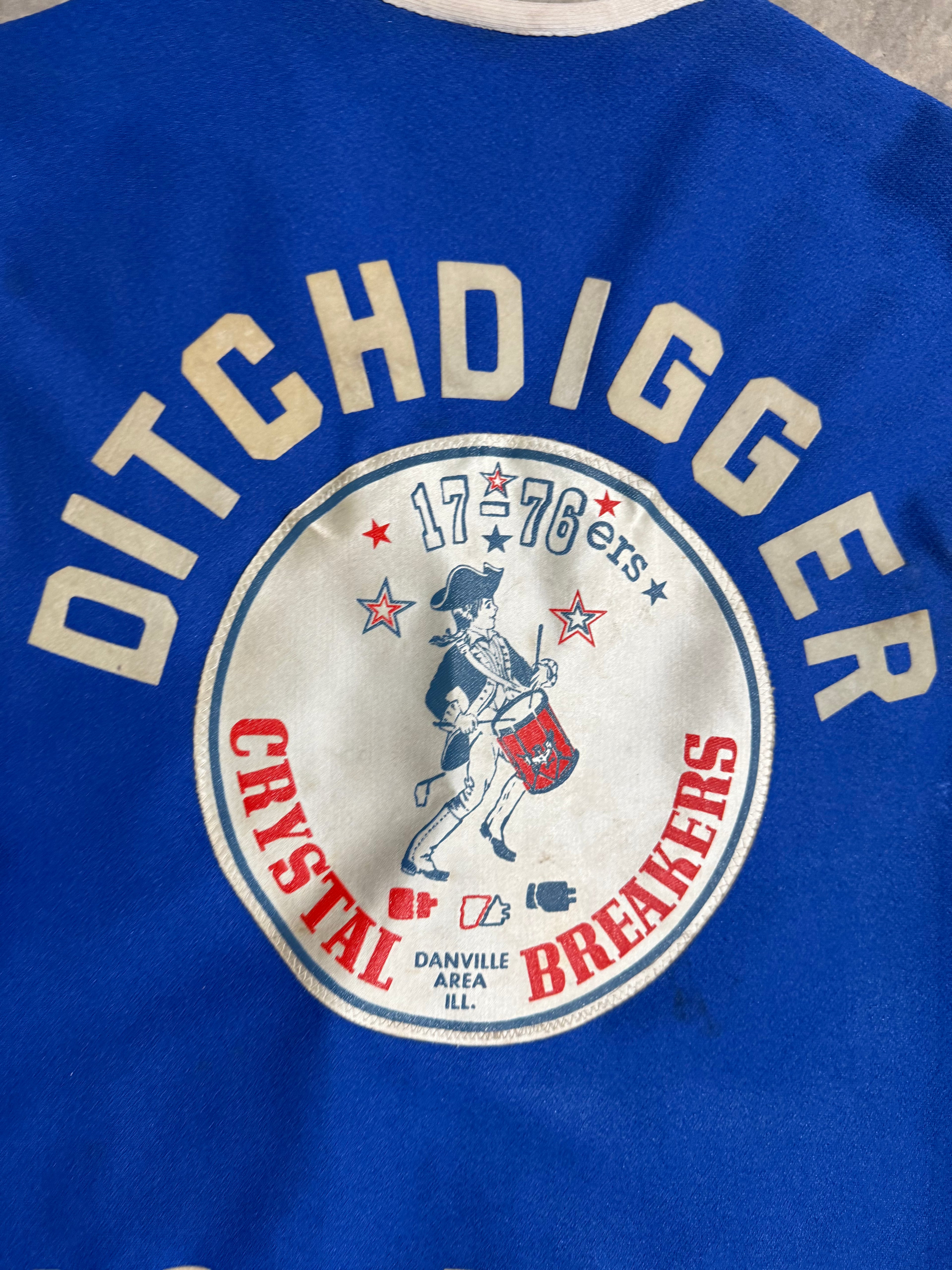 Vintage 70s 1776ers Ditchdigger Red White & Blue Patch Vest (M)