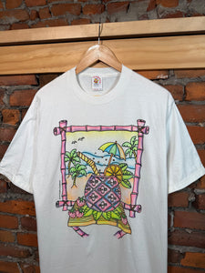 Vintage 1990 Bejeweled Beach Shirt(M/L)