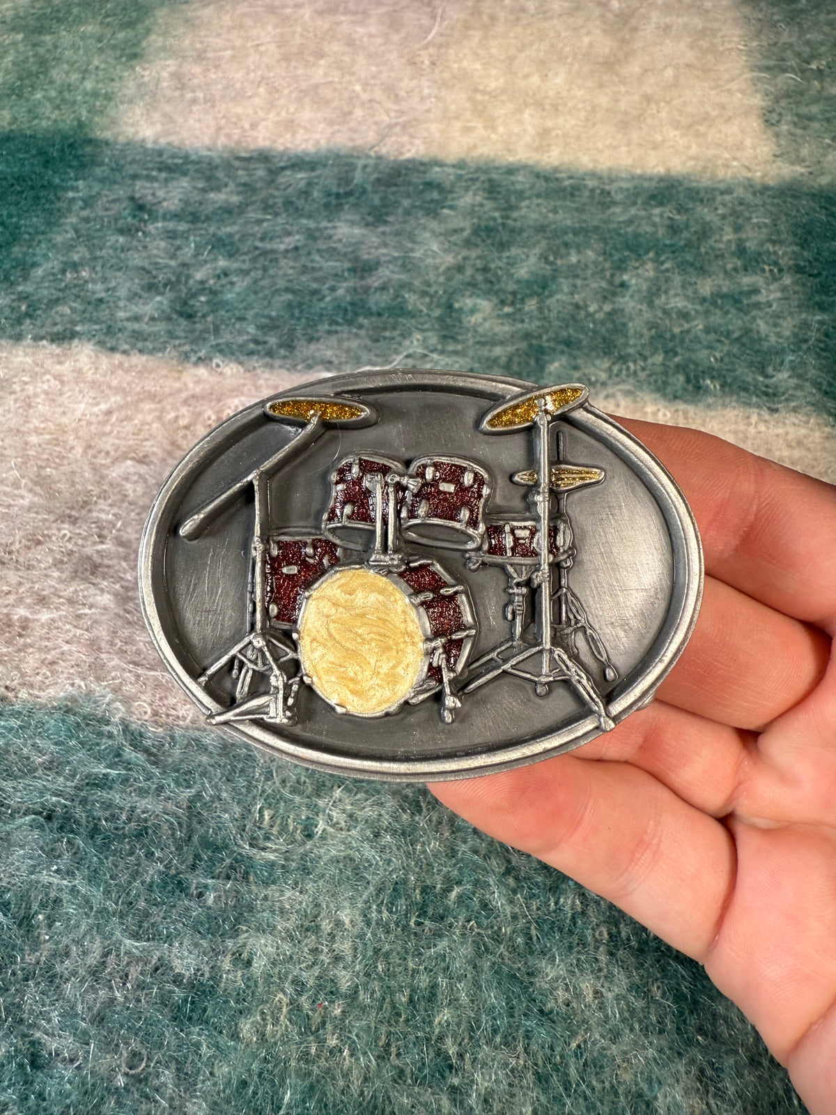 Vintage Multicolor Drum Set Belt Buckle