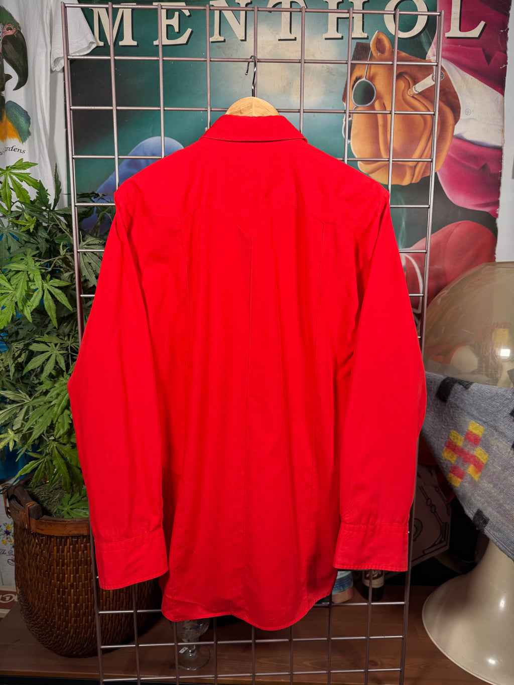 Vintage Sheplers Red Pearl Snap Western Shirt (M)