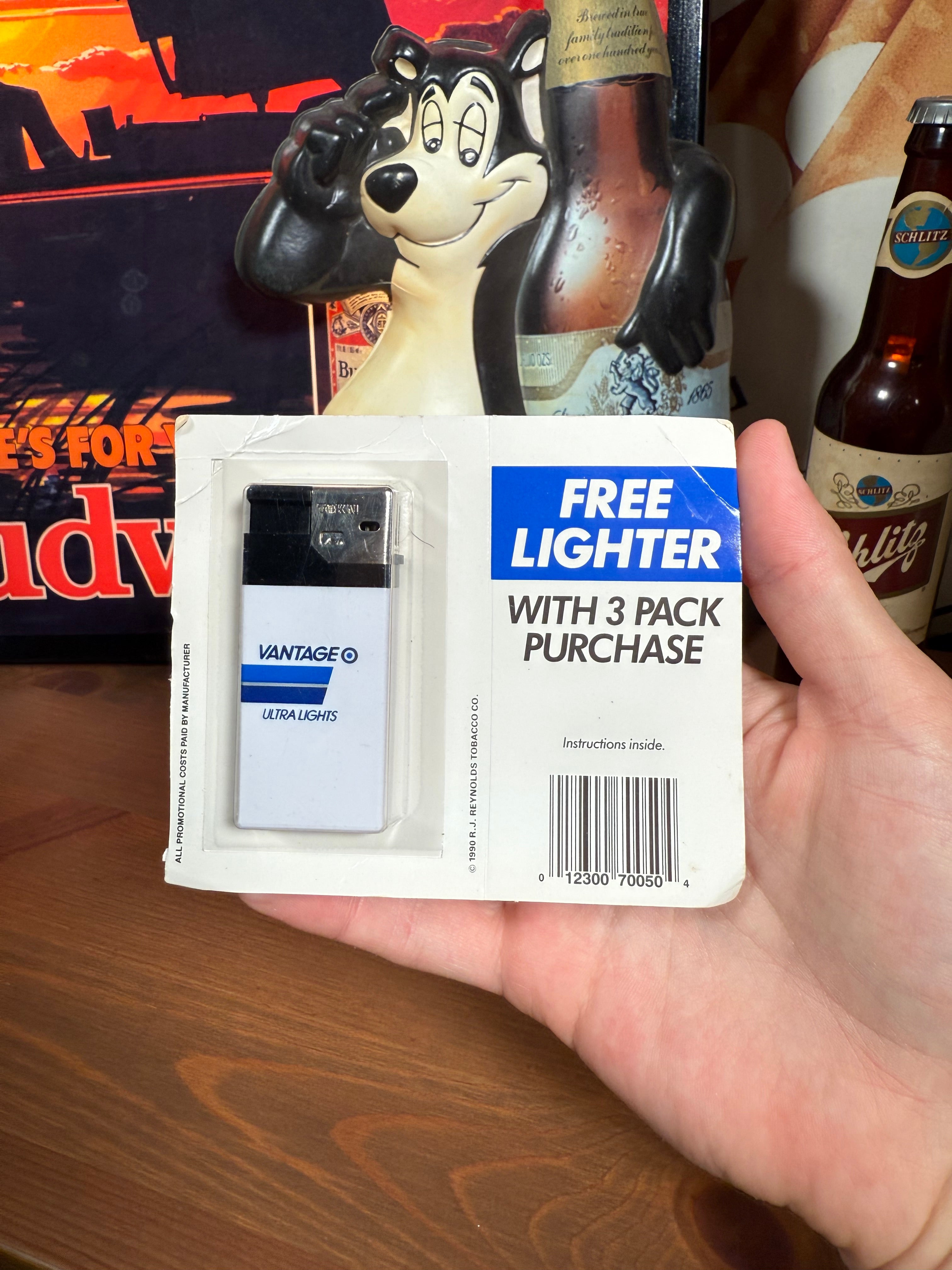 Vintage 1990 Vantage Ultra Lights Unopened Cigarette Lighter