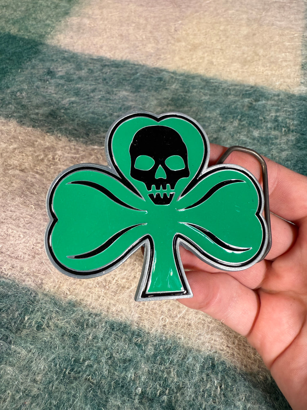 Vintage 2000s Skull Clover Belt Buckle