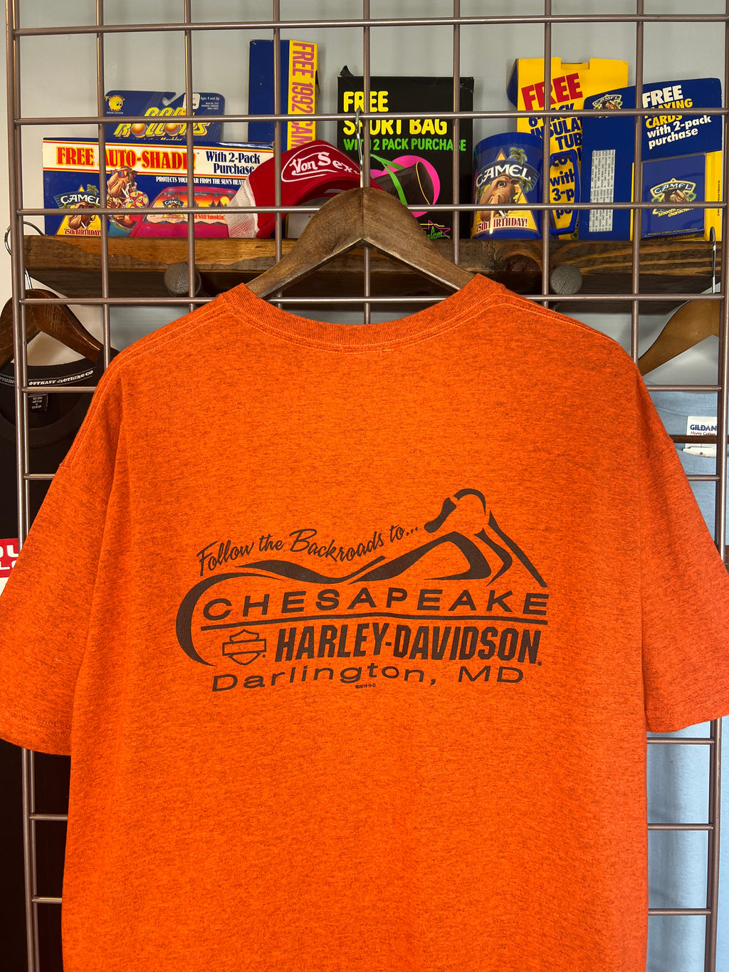 2000s Orange Harley Davidson Double Sided Shirt (XL)