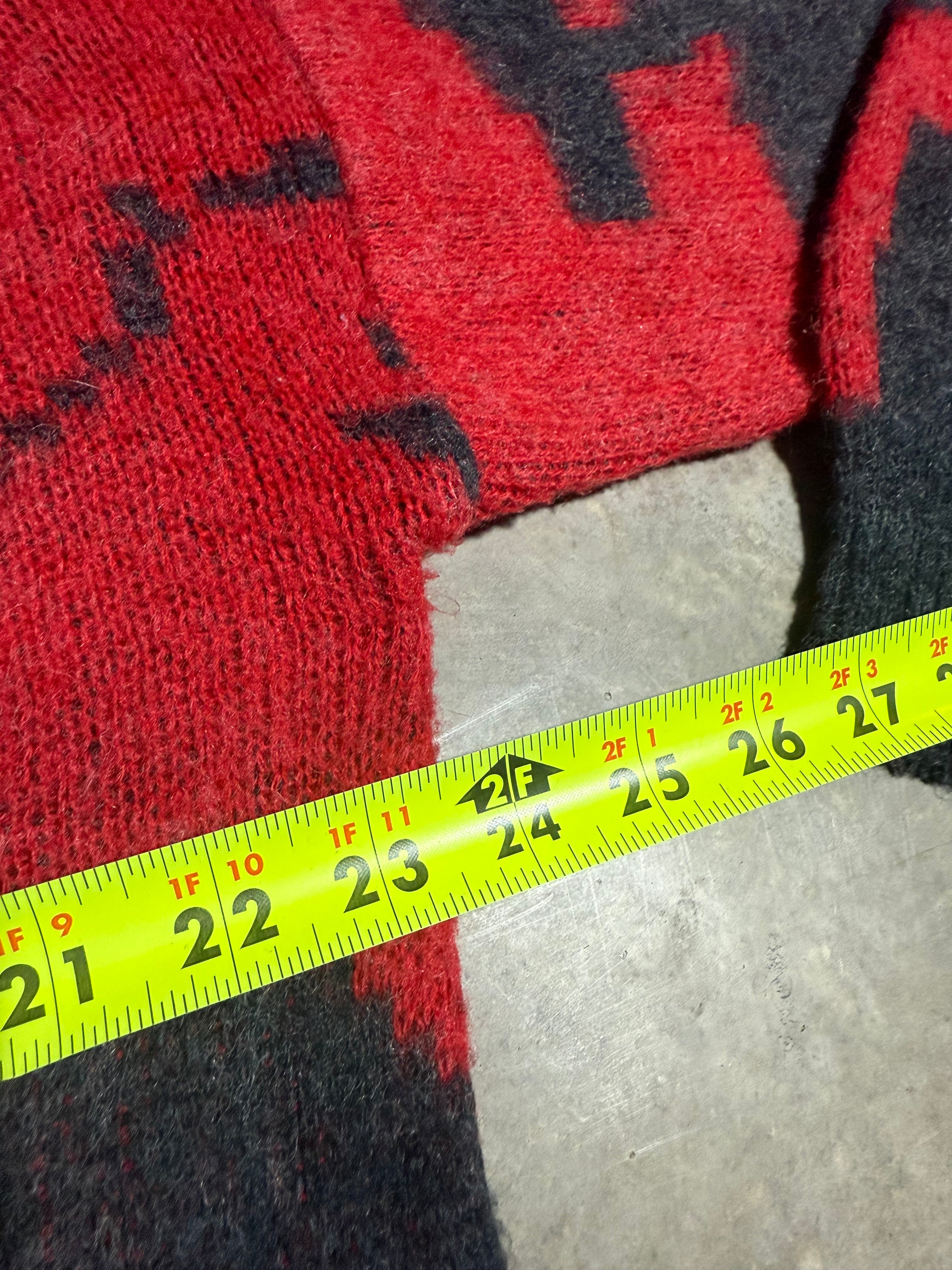 Vintage 80s Bergamo Red and Black Pattern Knit Sweater (WXL)