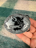 Vintage Wolf Shadow Belt Buckle