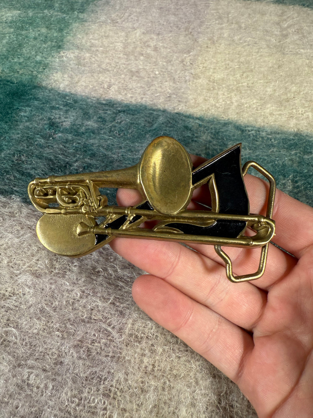 Vintage 3D Trombone Belt Buckle