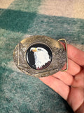 Vintage Bald Eagle Circle Belt Buckle
