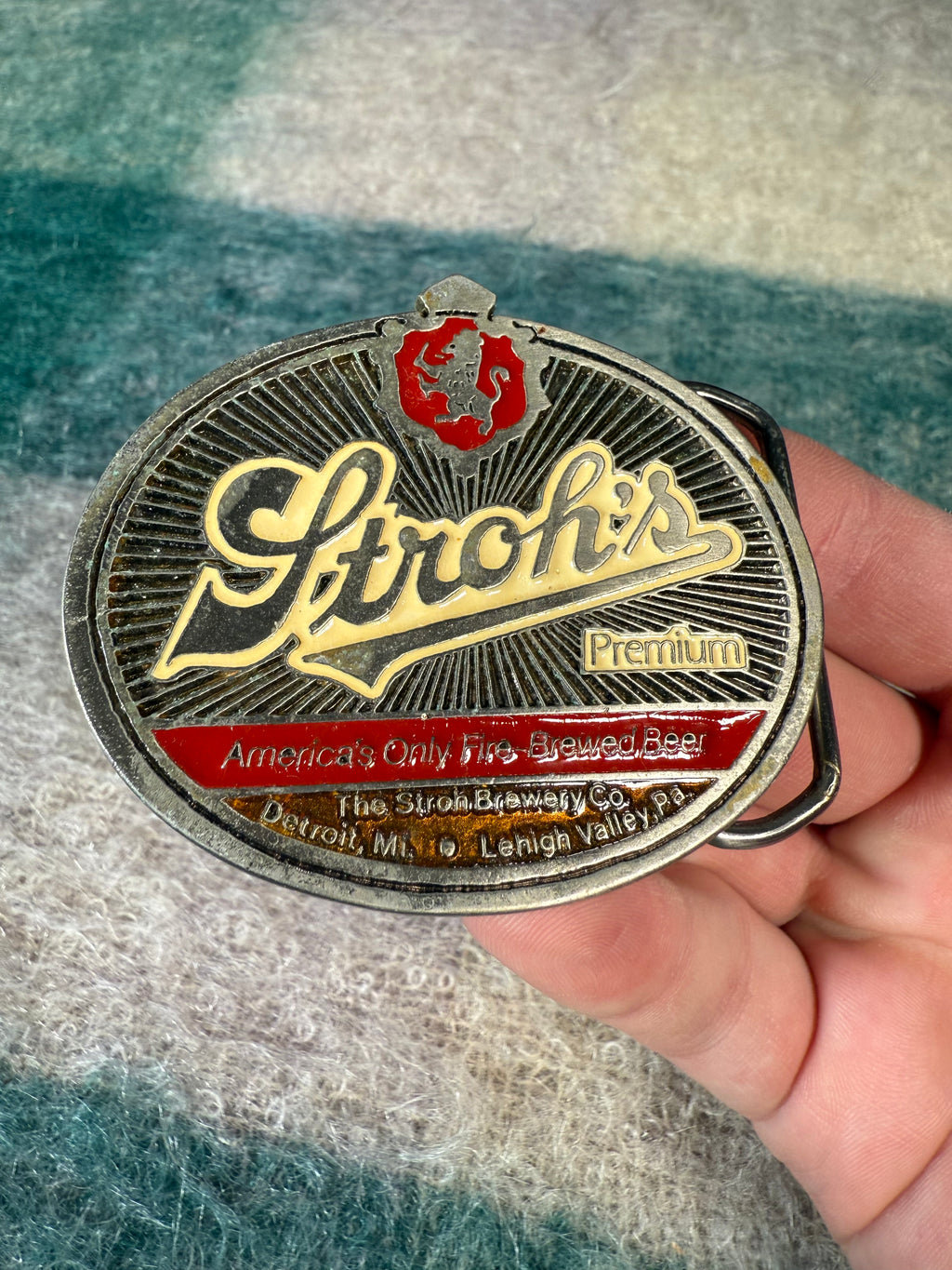 Vintage Strohs Beer Belt Buckle