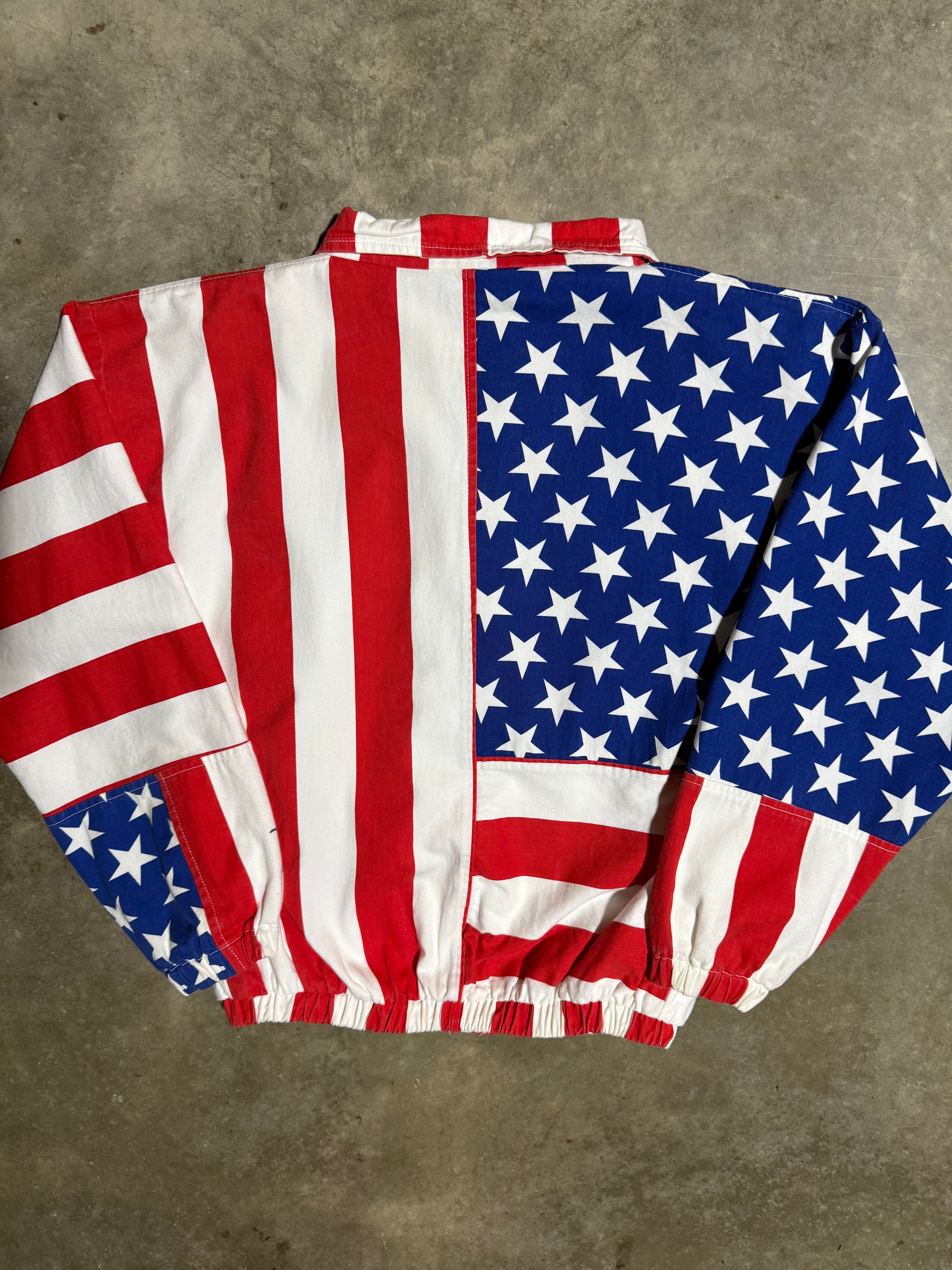 Vintage 90s Anheuser-Busch Beer American Flag Zip Up (M)