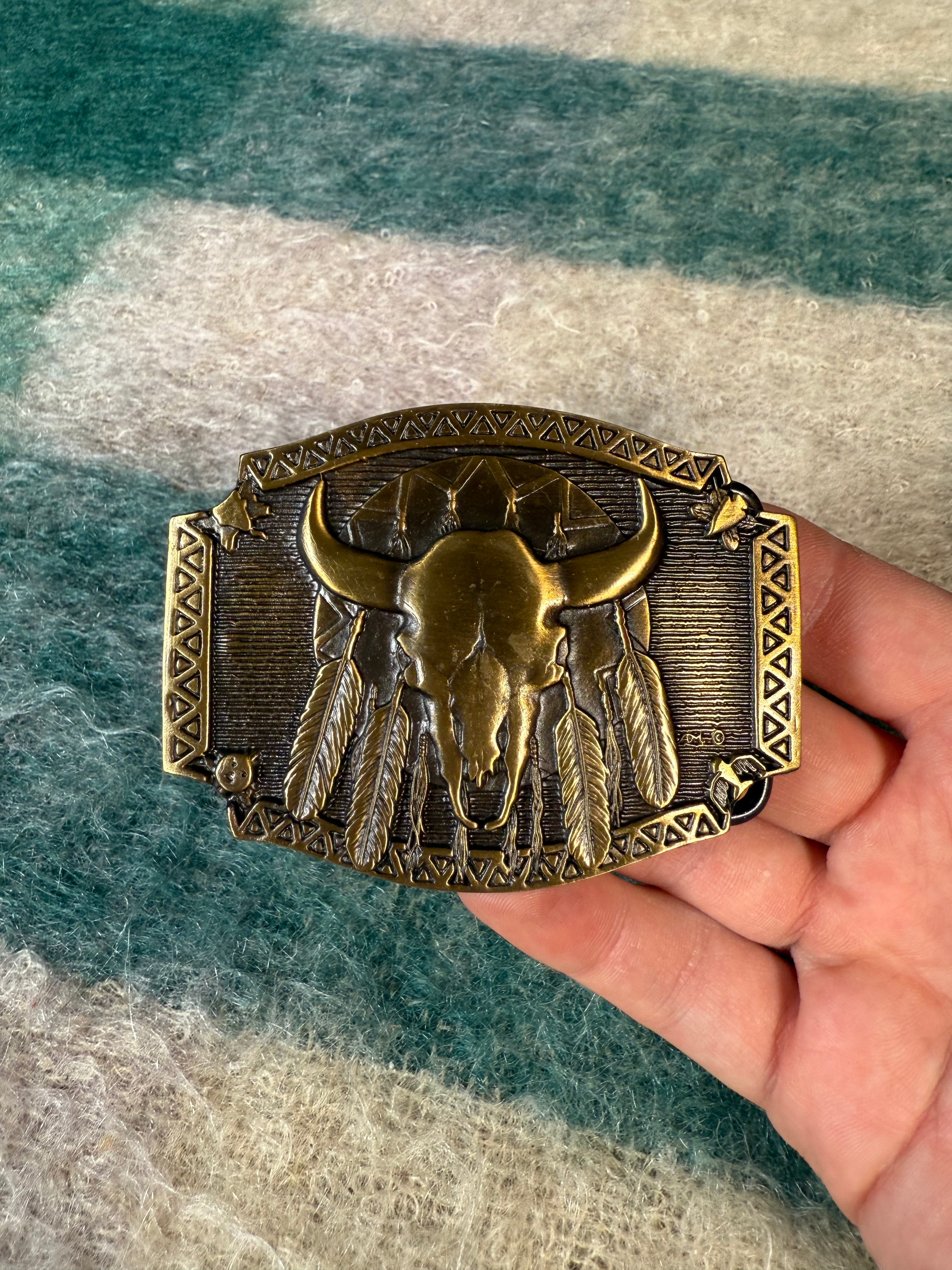 Vintage Cow Skull Belt Buckle