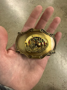 Vintage Mallard Duck American Flag Belt Buckle