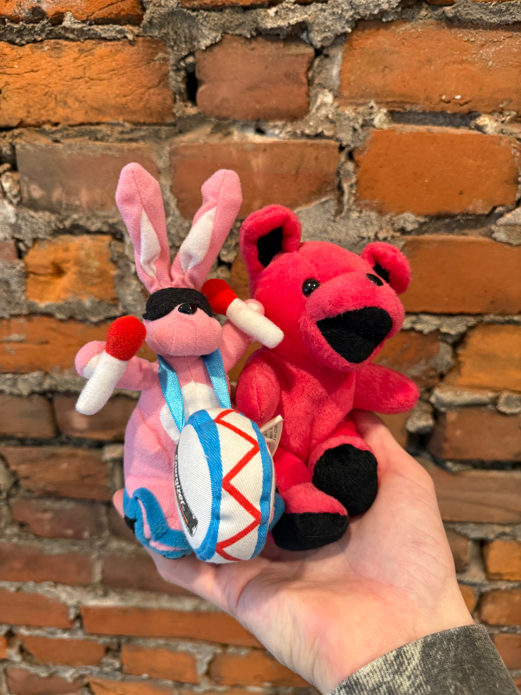 Lot of 2 Vintage Mini Stuffed Animals- Grateful Dead Bear and The Energizer Bunny