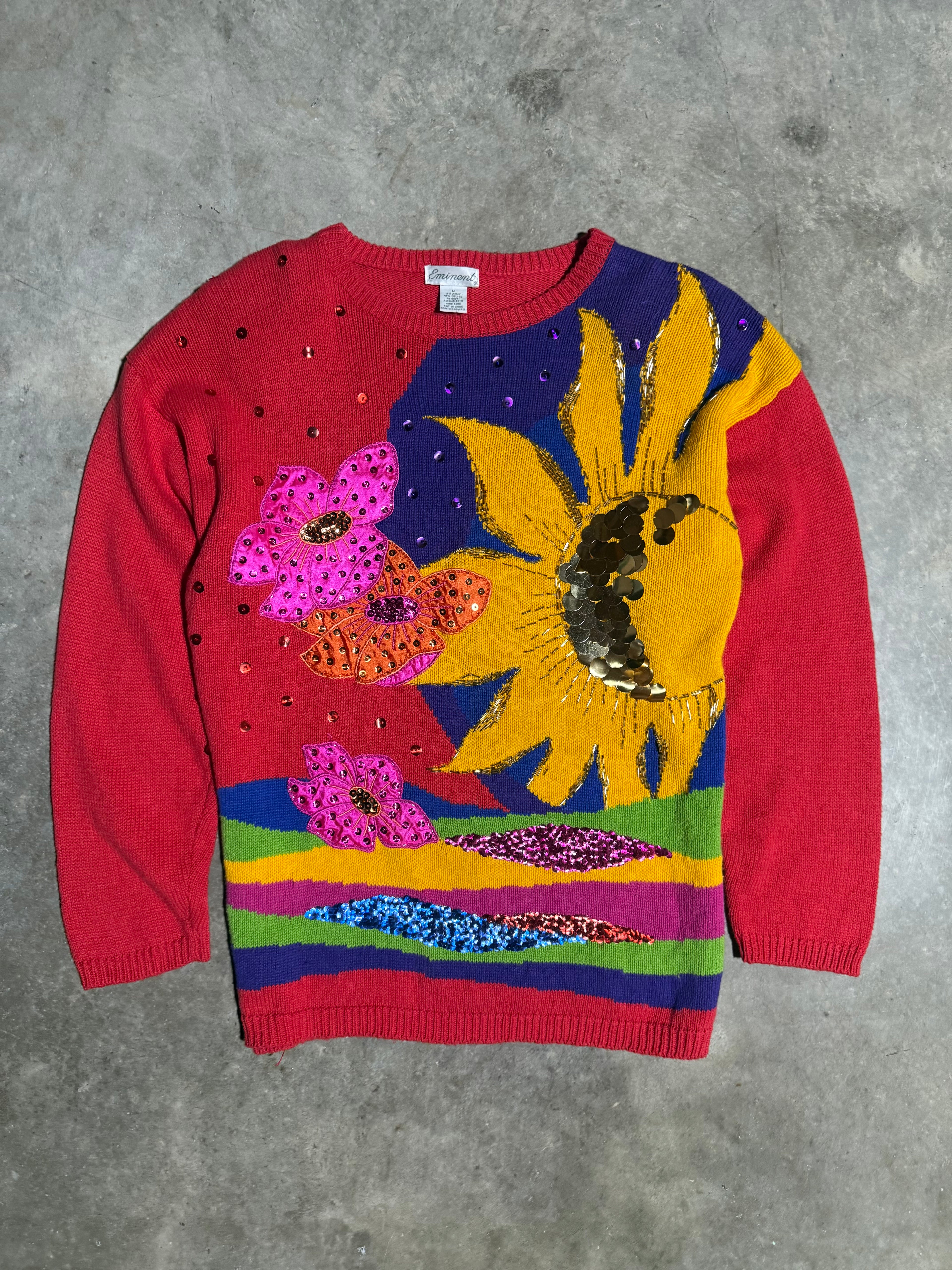 Vintage Eminent Sunflower Knit Sweater (WM)