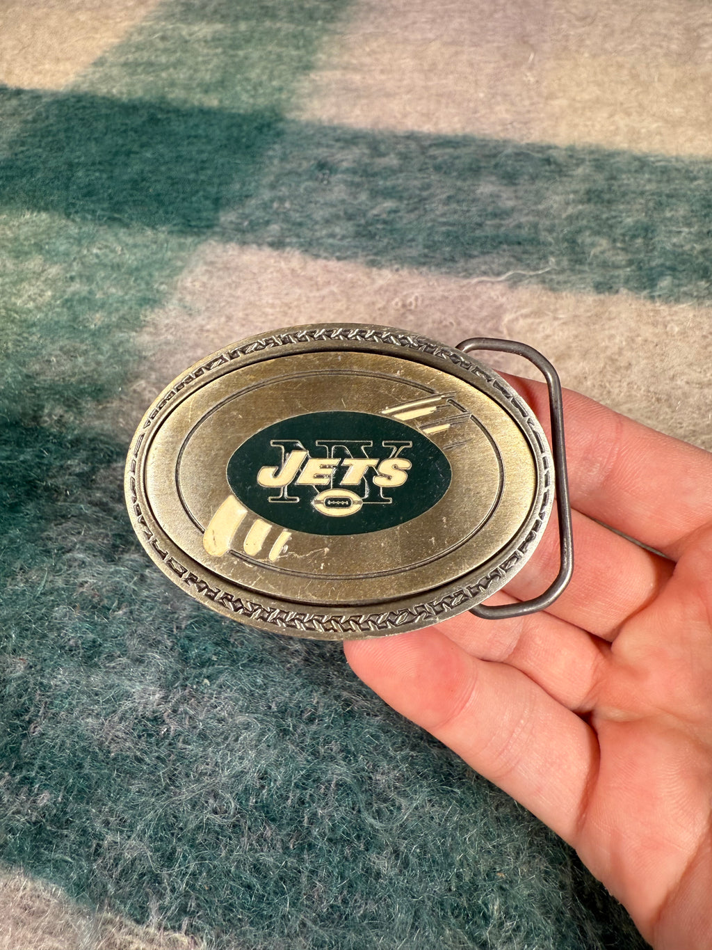 Vintage New York Jets Circle Belt Buckle