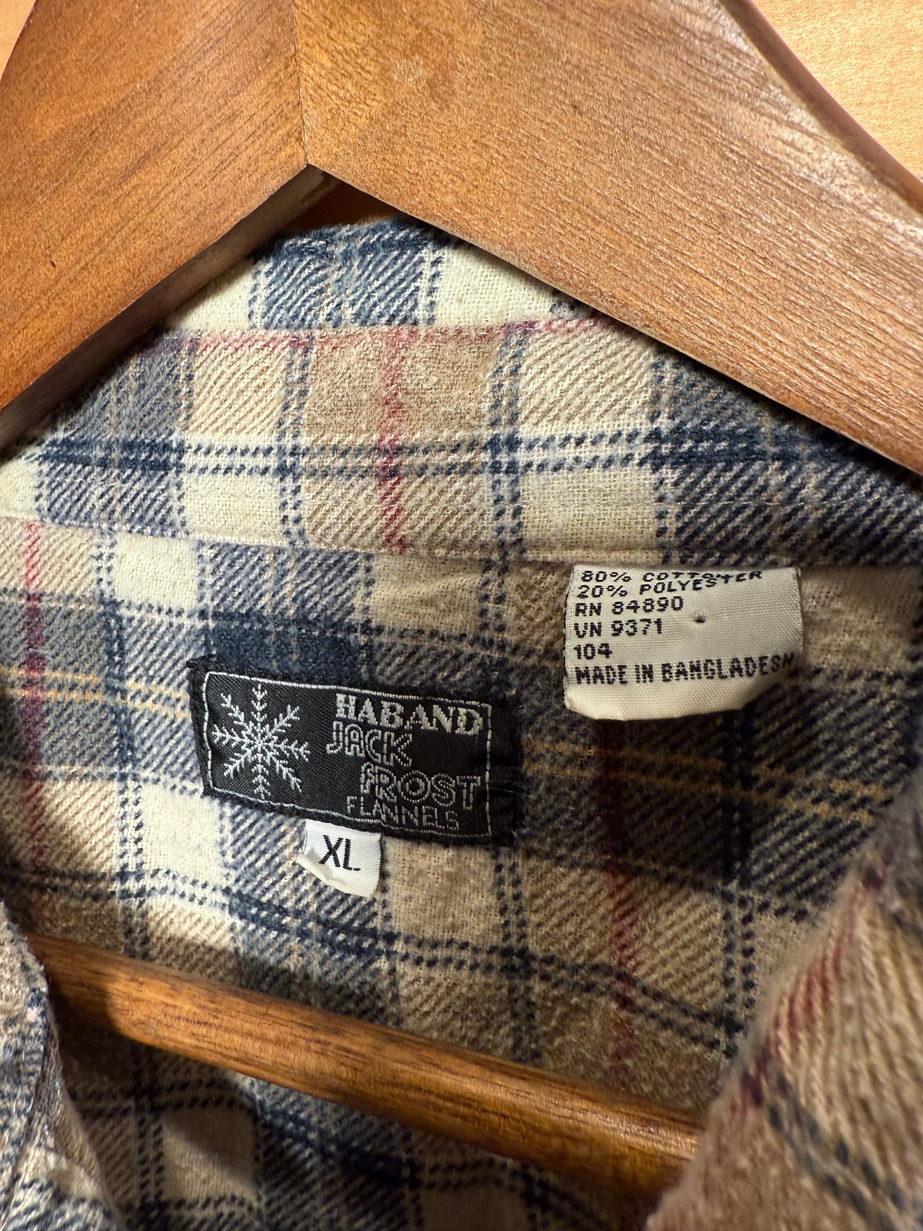 Vintage 80s Jack Frost Green and Tan Flannel (XL)