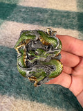 Vintage Silver and Green Dragon Belt Buckle