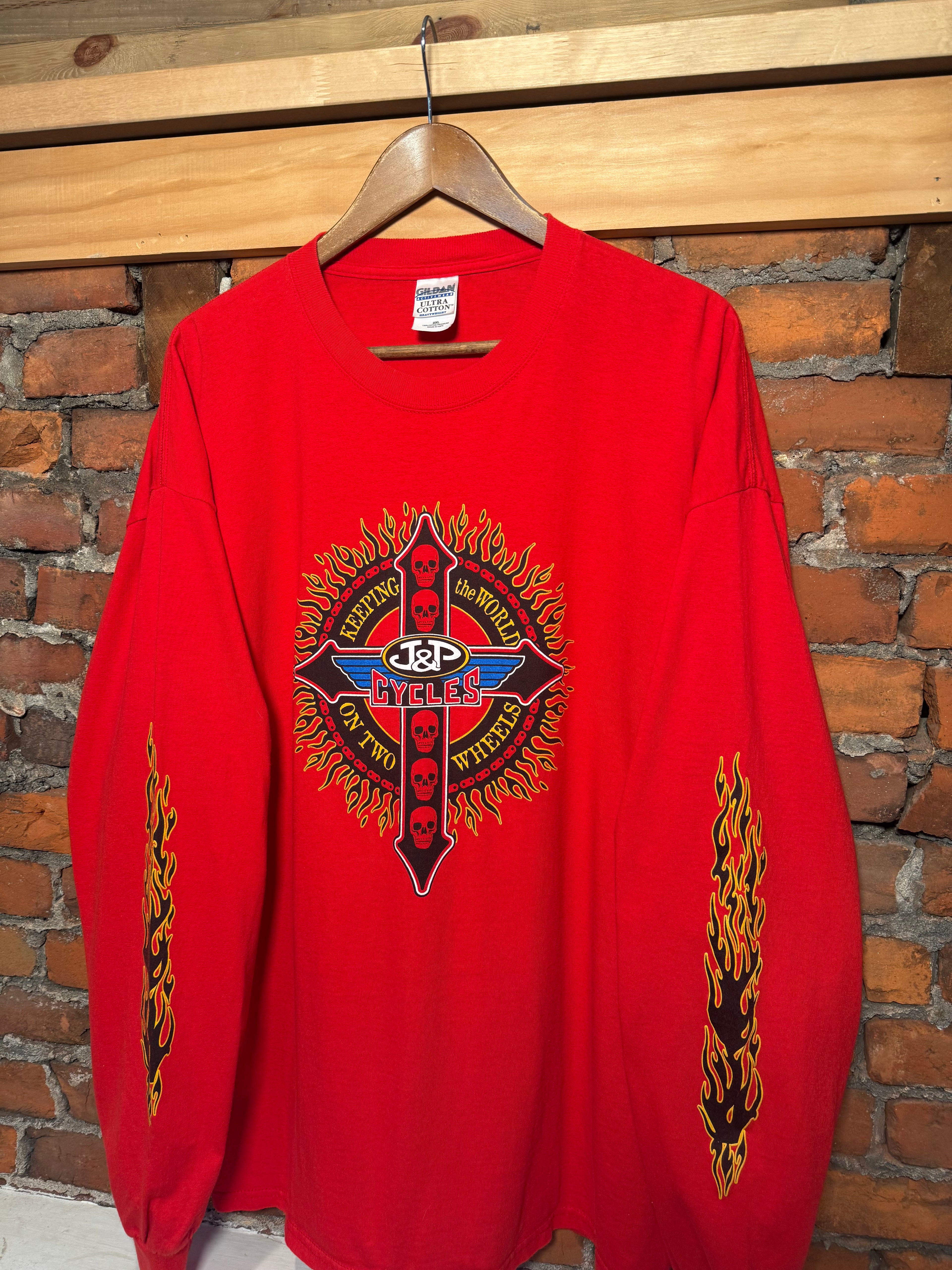Vintage J&P Cycles Flames Longsleeve Shirt (2XL)