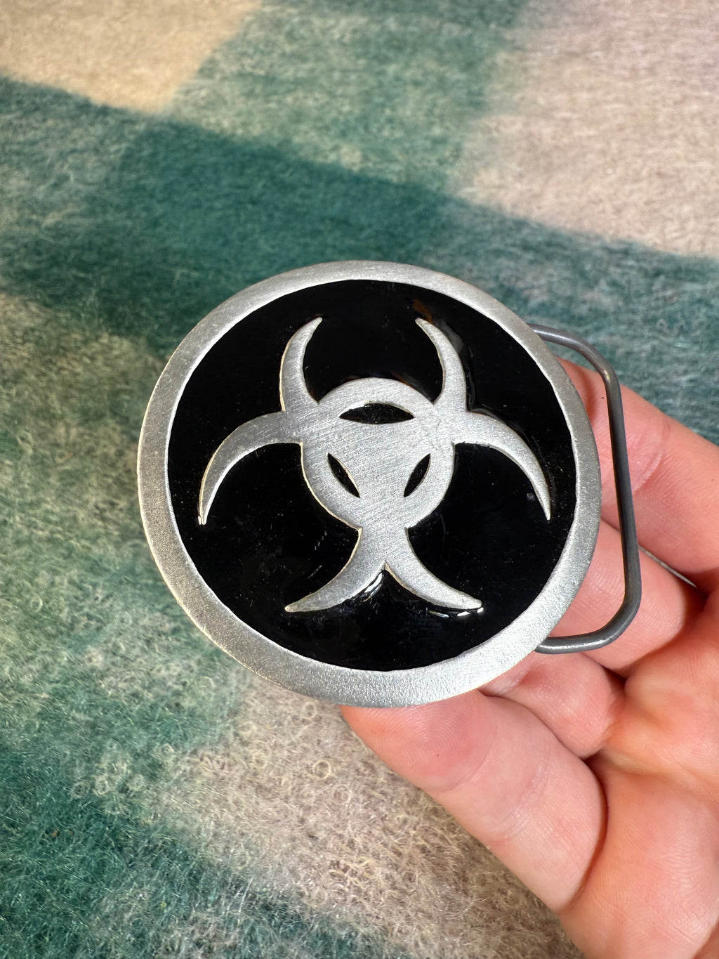 Vintage Bio-Hazard Black Belt Buckle