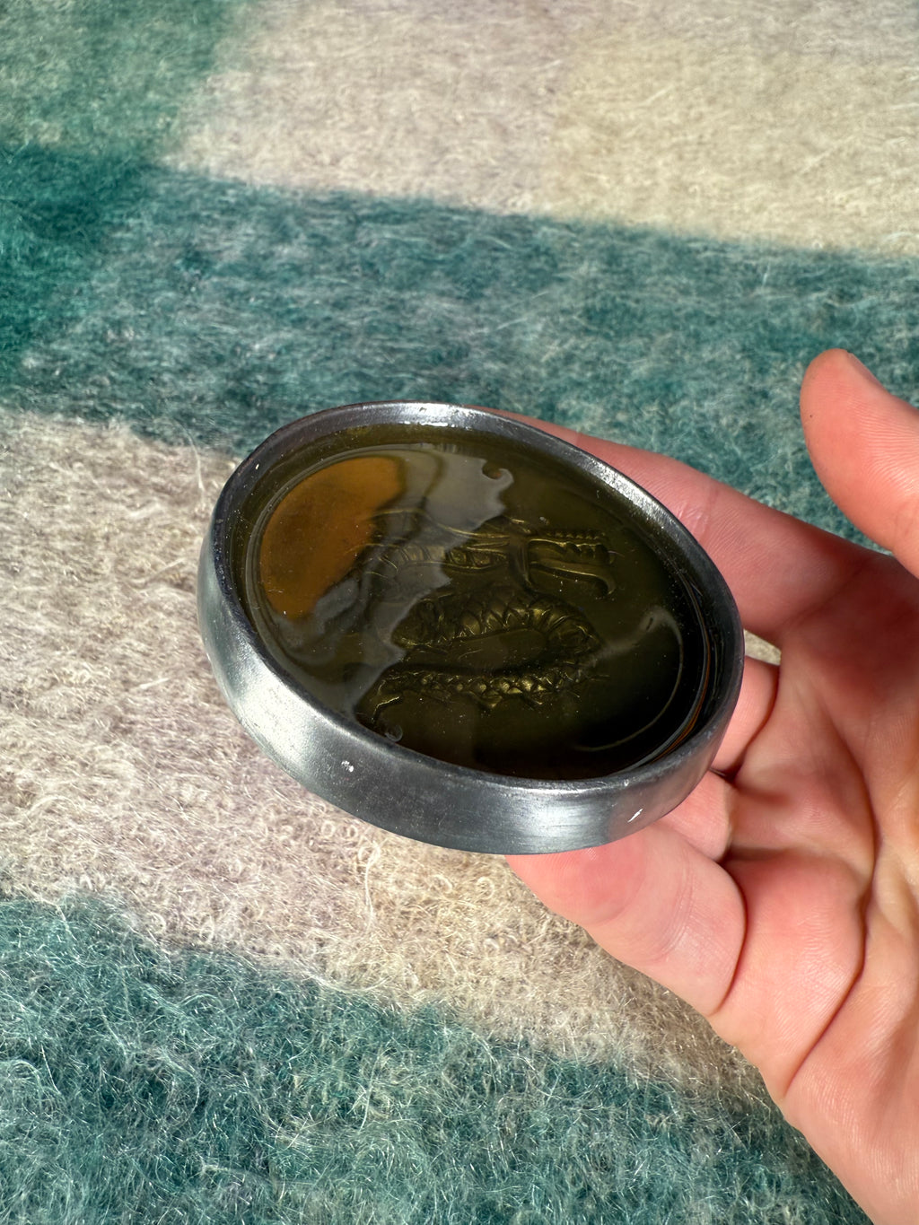 Vintage Dragon in Yellow Resin Belt Buckle