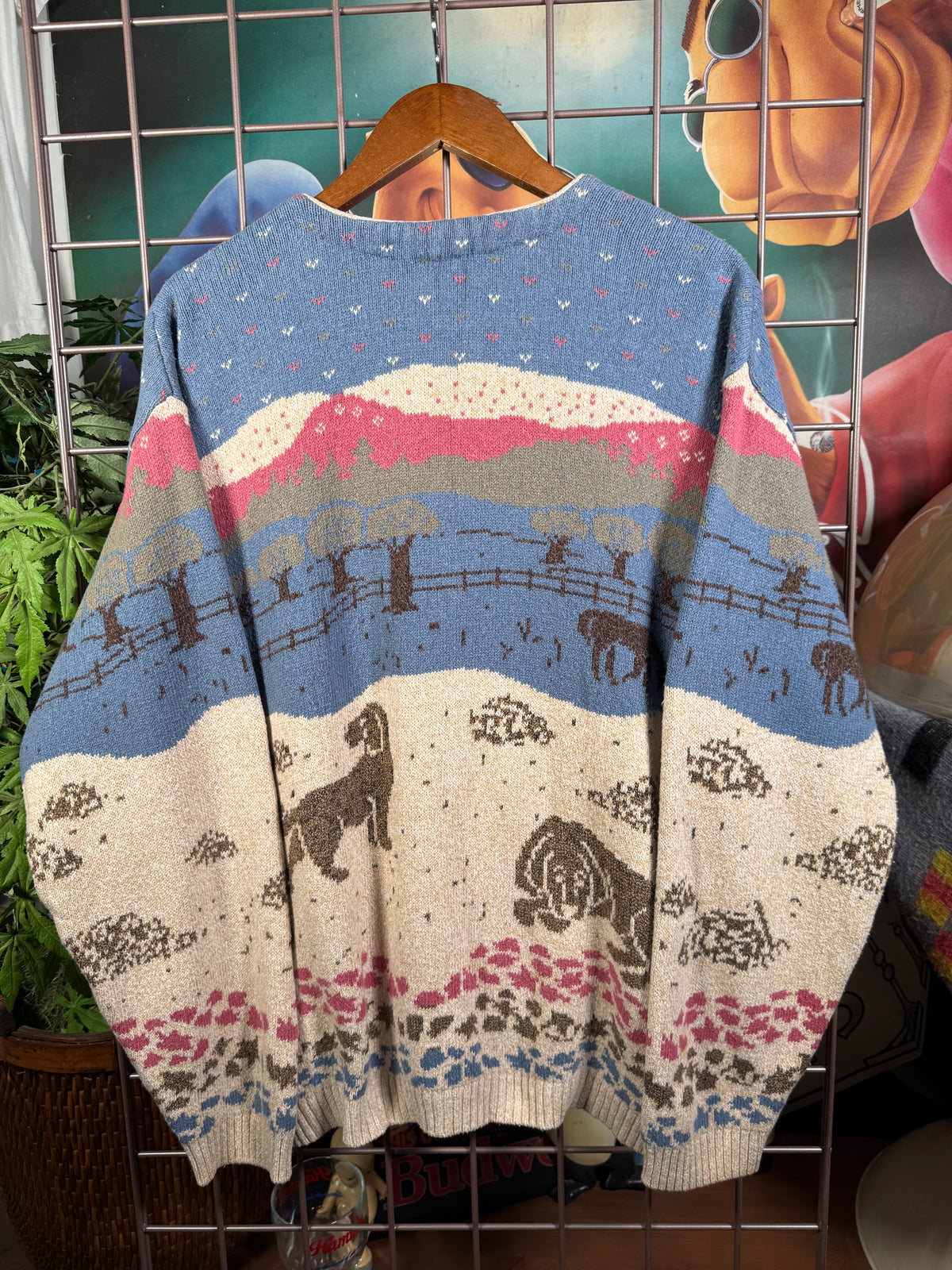 Vintage Northern Reflections Dog Landscape Knit Sweater(L)