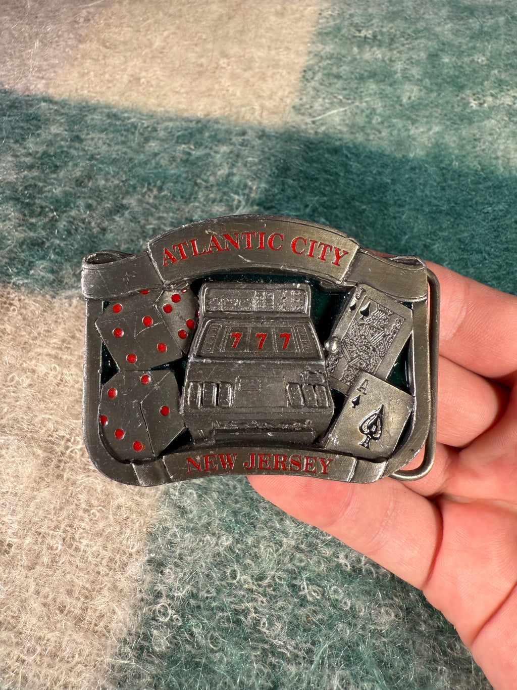 Vintage Atlantic City Slot Machine Belt Buckle
