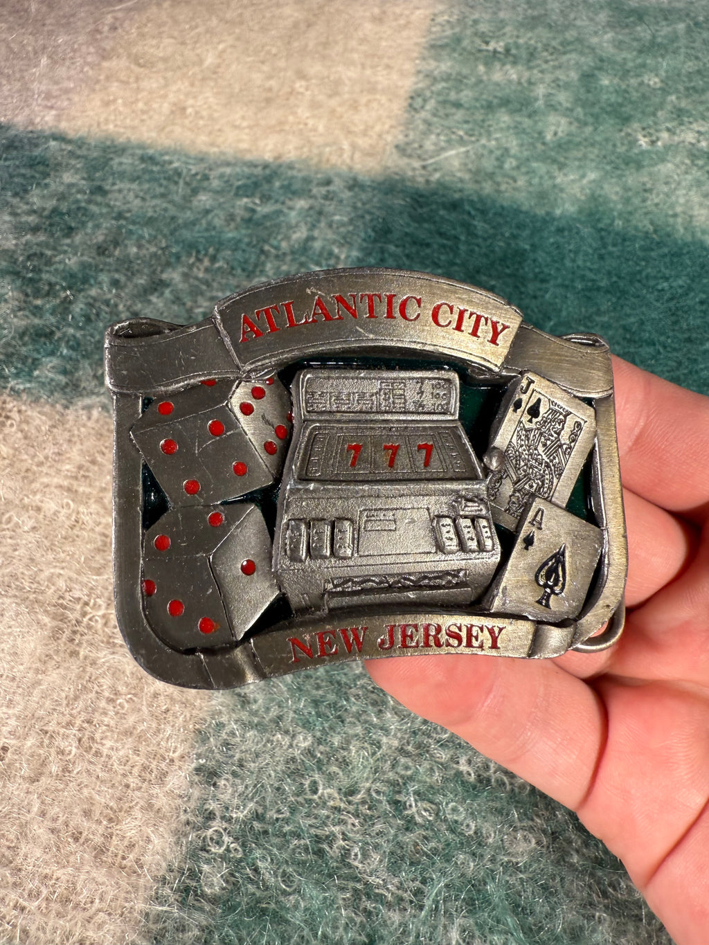 Vintage Atlantic City Slot Machine Belt Buckle