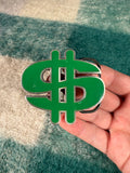 Vintage 2000s Green $ Money Sign Belt Buckle