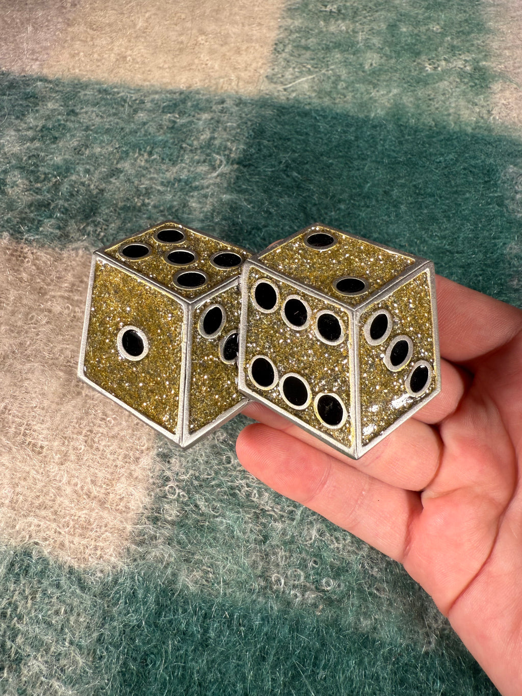 Vintage Sparkly Gold Dice Belt Buckle