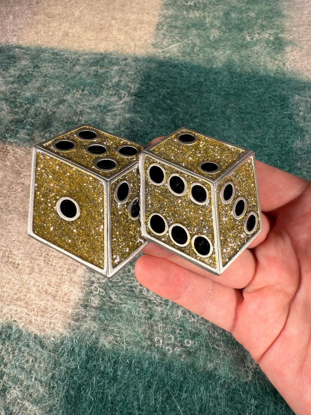 Vintage Sparkly Gold Dice Belt Buckle