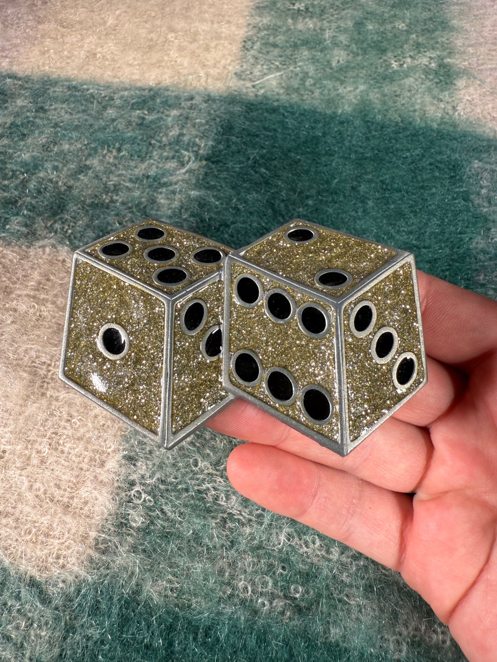 Vintage Gold Sparkly Dice Belt Buckle