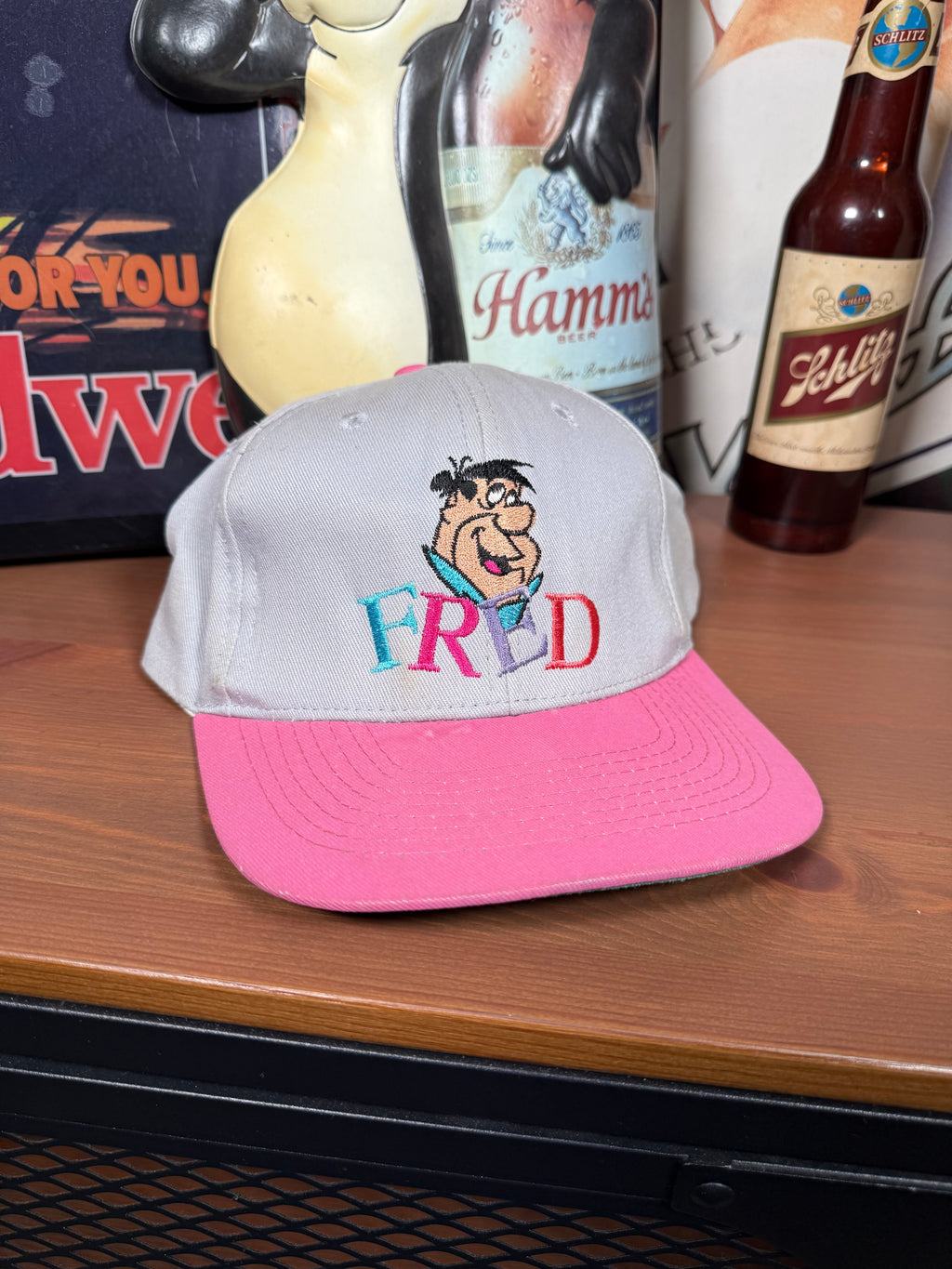 Vintage Fred Flintstone Embroidered Snapback Hat