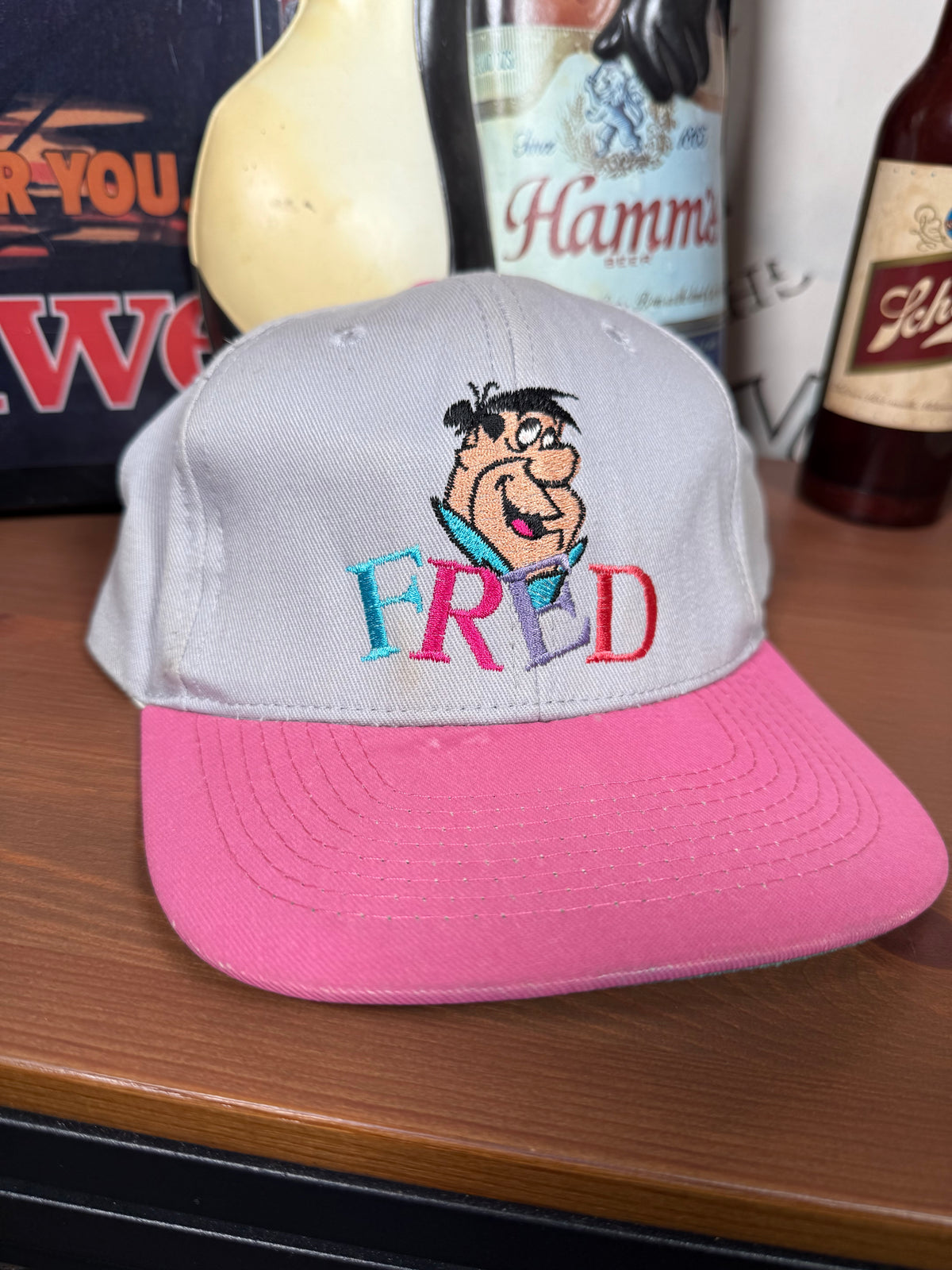 Vintage Fred Flintstone Embroidered Snapback Hat