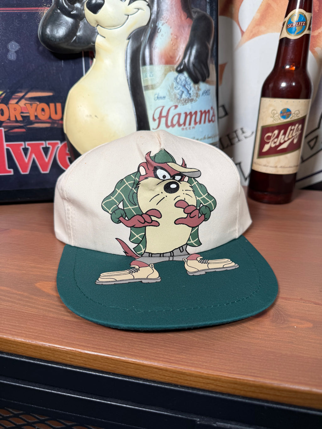 Vintage 1994 Taz In Flannel And Boots Snapback Hat