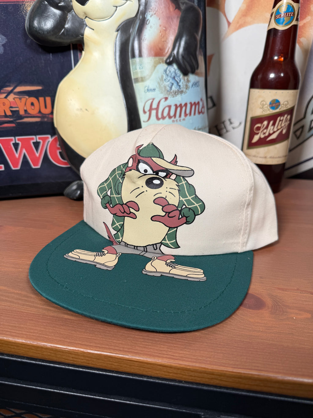 Vintage 1994 Taz In Flannel And Boots Snapback Hat