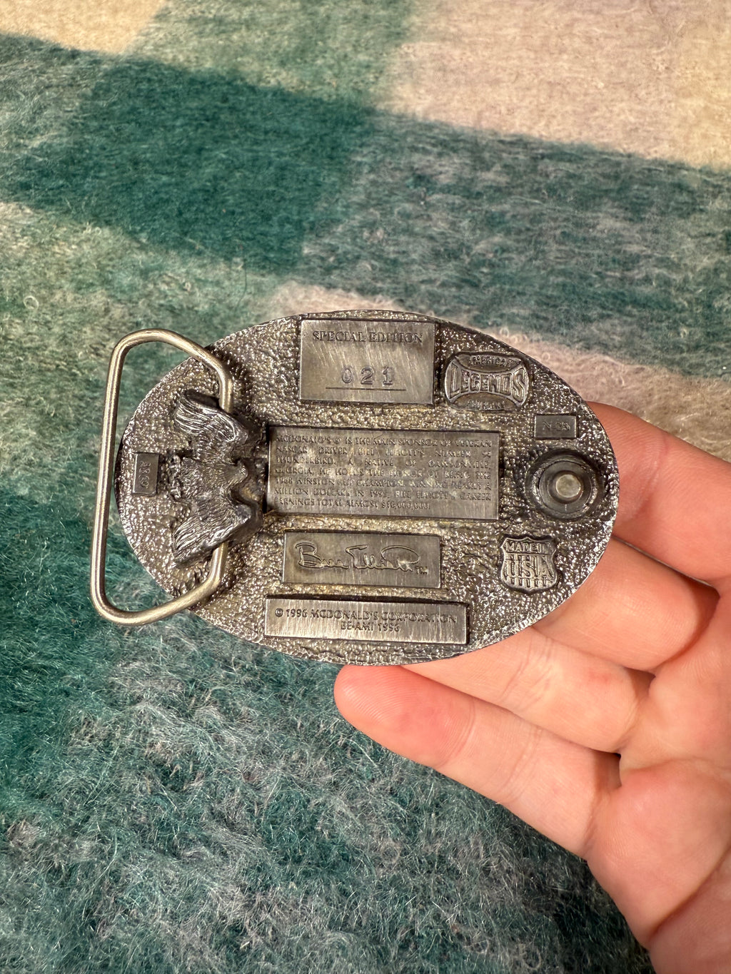 Vintage McDonalds Racing Team Bill Elliot Nascar Belt Buckle